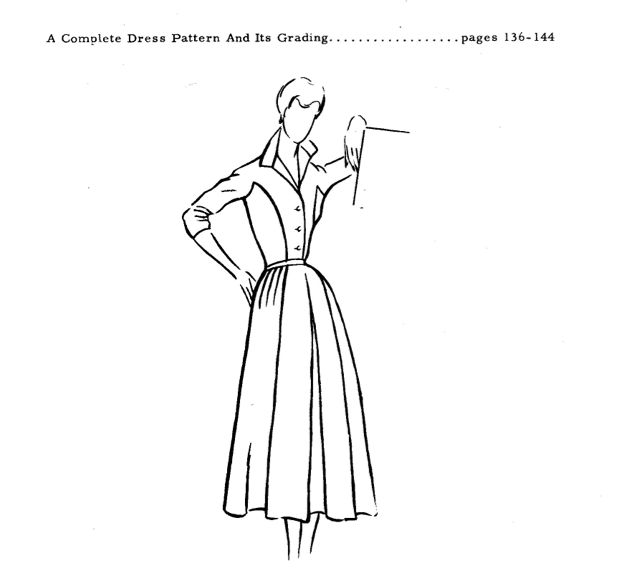 Draft a vintage shirt-dress with winged collar and princess seamed bodice