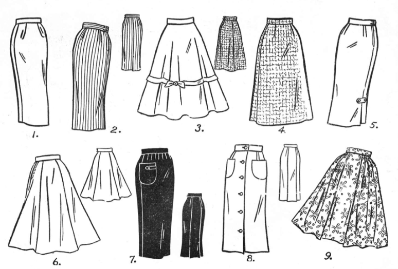 50s skirts styles